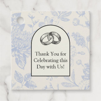 Rik Blå Fransk Blommig Toile Blomma  Gåvor Etiketter