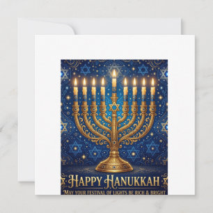 Rik Blå & Guld Juvelbesatt Hanukkah Inbjudningar