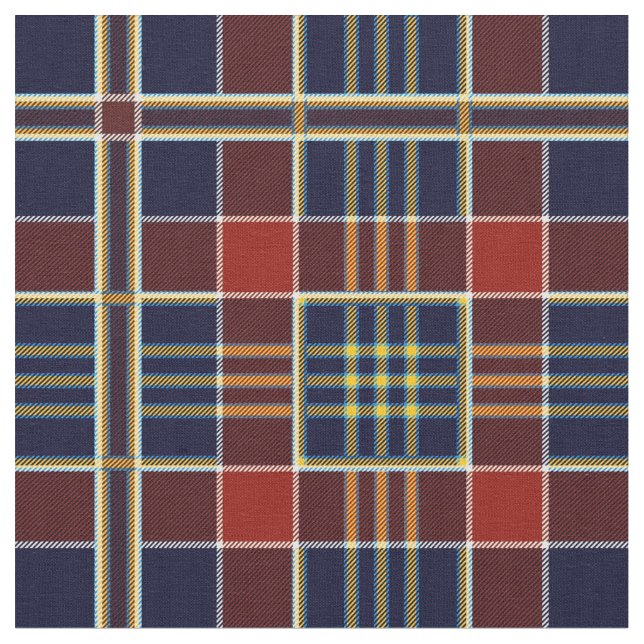 Rik Blått, rött och havskräfta (Tartan) Fabric Tyg (Närbild)