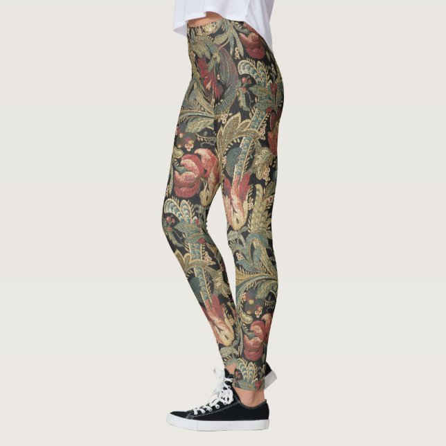 Rik blomstertapet brokad antika viktoriansk leggings (Vänster)