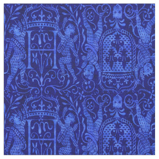 Rik Blue Medieval Tapestry med Cherubs Tyg
