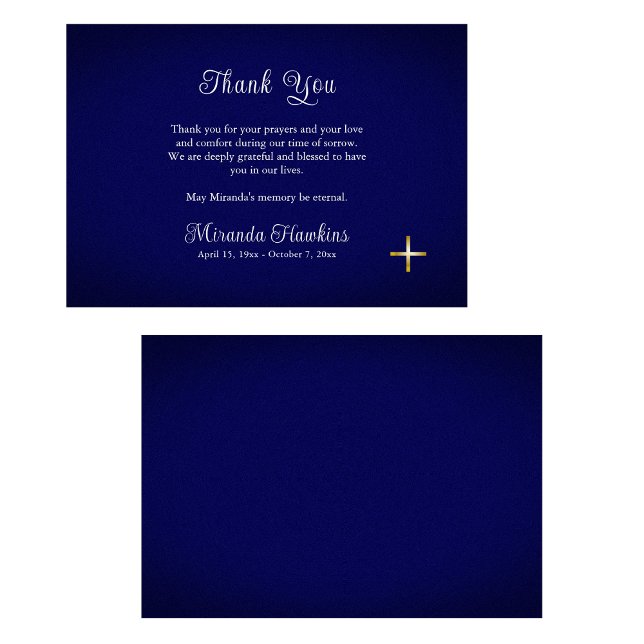 Rik Blue Simple Orthodox Christian Funeral Tack Kort (Skapare uppladdad)