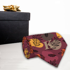 Rik Botaniskt Löv på Maron Monogram Slips