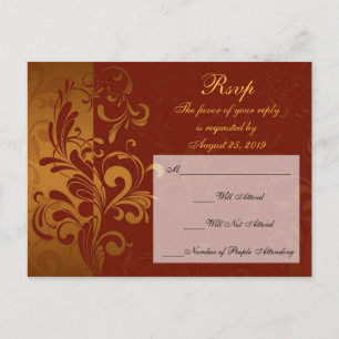 Rik Brick Red/Guld Reverse Swirl OSA Reply Inbjudan Vykort
