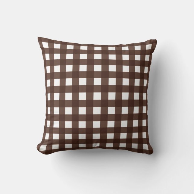 Rik Brown Gingham Check Dekorativ kudde (Framsida)