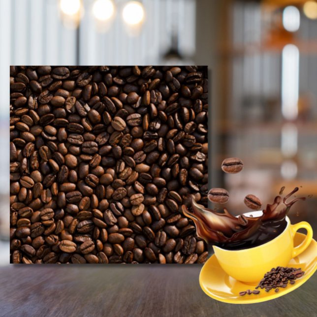 Rik Brun kaffebönor Mönster Café/Kaffe Pub Kakelplatta (Wake up your café or coffee bar with this stylish coffee beans pattern ceramic tile!)