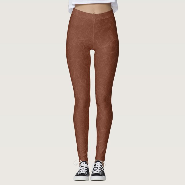 Rik brun virvlande texturmönster leggings (Framsida)