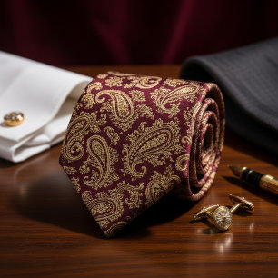 Rik burgunder & Guld Paisley Slips