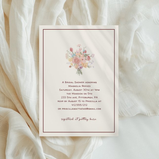 Rik Burgundy Minimalistisk Elegant Bröllopsdusch Inbjudningar (Rich Burgundy Minimalist Elegant Bridal Shower Invitation)