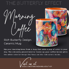 Rik Butterfly Design Ceramic Mugg