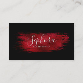 Rik Crimson Red Metallic Foil Paint Stroke Visitkort