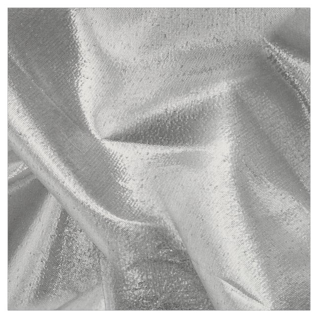 Rik Crumpled Metallic Silver Grått Faux Lame Tyg (Provkarta)