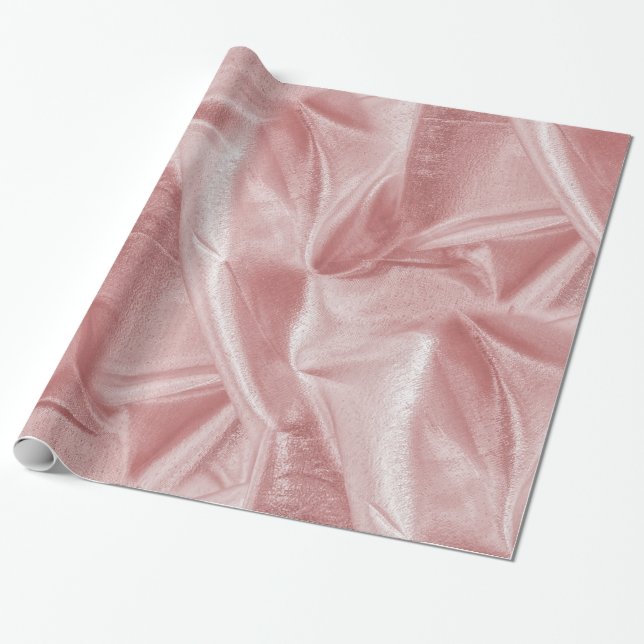 Rik Crumpled Rosa Metallic Abstrakt Struktur Presentpapper (Utrullad)