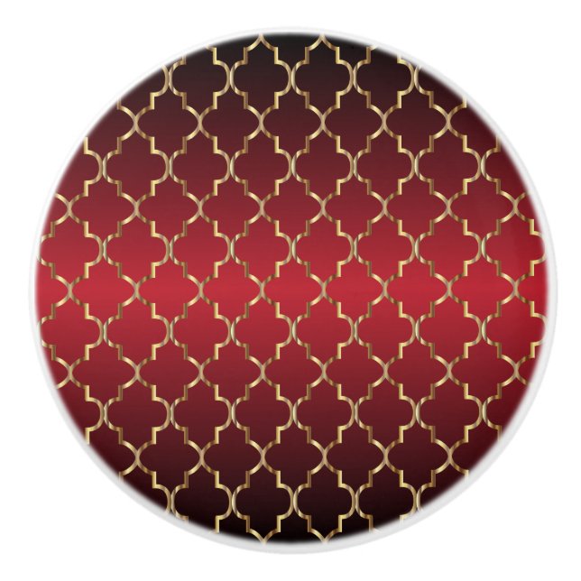 Rik Deep Red och Guld Quatrefoil Knopp (Framsidan)