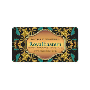 Rik Elegant Royal Östra Teal Black Guld Baroque Adressetikett
