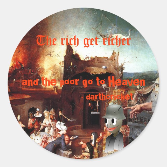 Rik & fattig runt klistermärke (Framsida)