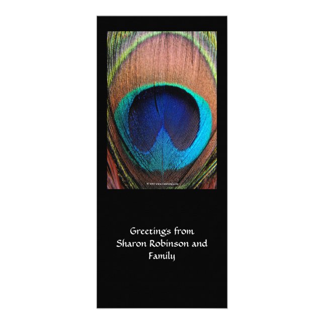 Rik för makropåfågelfjädern slösar fotografiskt reklamkort (Framsidan)