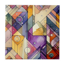 Rik Geometric Mosaic Stached Glass Watercolor Kakelplatta