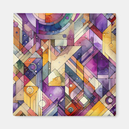 Rik Geometric Mosaic Stached Glass Watercolor Magnet