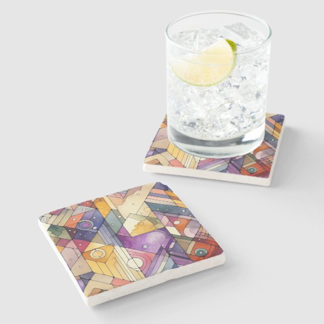 Rik Geometric Mosaic Stached Glass Watercolor Stenunderlägg (Sidan)
