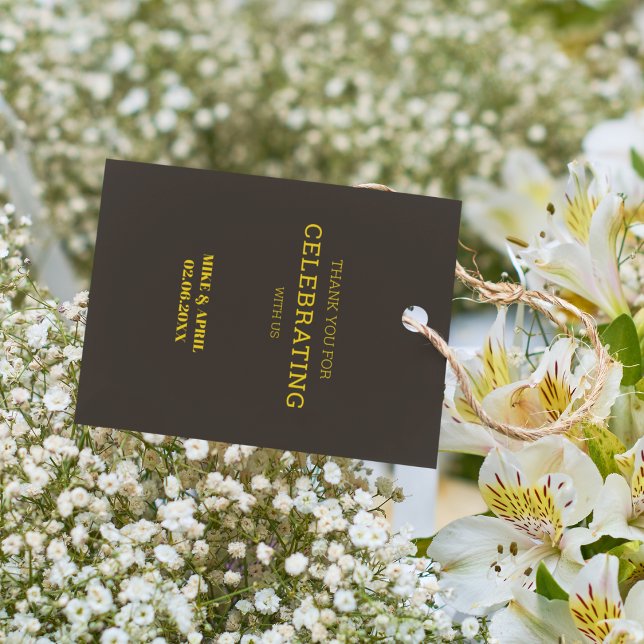 Rik Golden in Black Bröllop Theme Gåvor Etiketter (Thank your guests for attending your wedding)