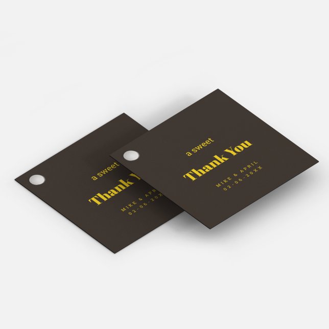 Rik Golden in Black Bröllop Theme Gåvor Etiketter (Thank your guests with the same wedding theme )