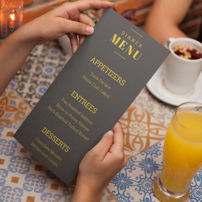 Rik Golden in Black Bröllop Theme Meny (Let your menu card speak more about your wedding theme)