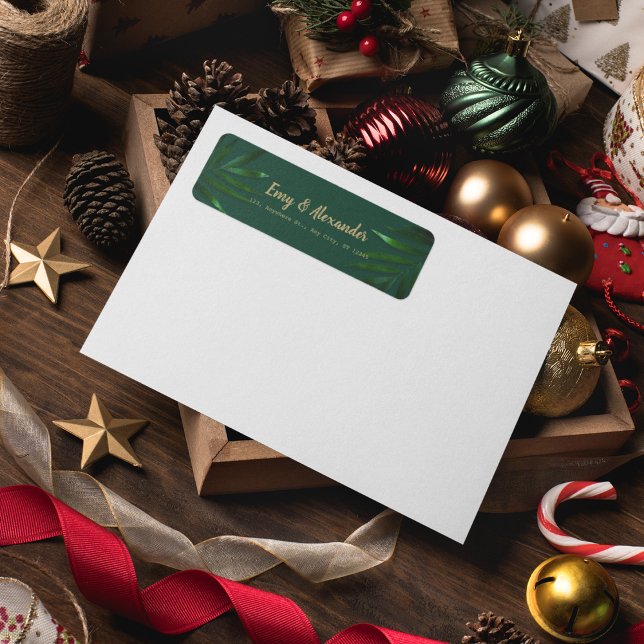 Rik Grönt Golden Theme Belly Band - inbjudan till  Returadress Etikett (Stick this labels on the envelope which matches your theme and looks good)