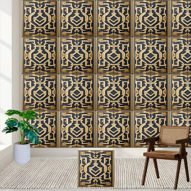 Rik Guld Blue Grekiska ryggsplash Kakelplatta (Rich Gold Blue Greek Backsplash Ceramic Tile)