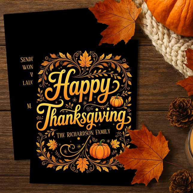 Rik Harvest Guld och Höst löv Thanksgiving Kort (Skapare uppladdad)