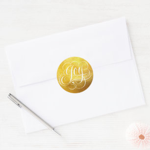 Rik JOY till World Heavy Gold Foil Calligraphy Runt Klistermärke