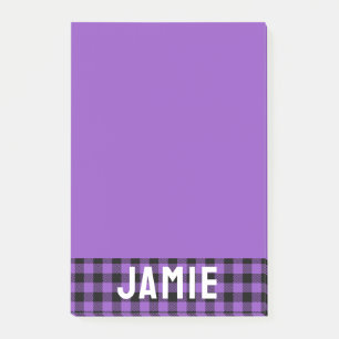 Rik Lavender Buffalo Check White Namn Post-it Block
