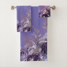RIK LILA BLOMMIGT BOTANICAL BATHROOM TOWEL SET