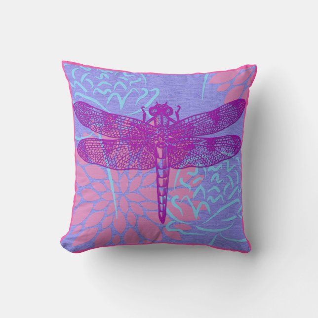 Rik Lila Dragonfly på Soft Violet Pillow Kudde (Framsida)