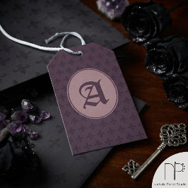 Rik lila gotisk Fleur-de-Lis Presentetikett