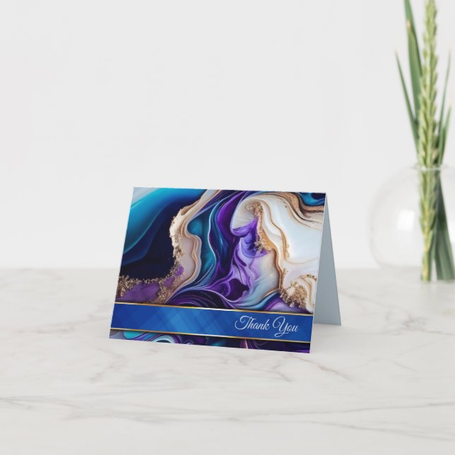 Rik Lila Metallic Guld Royal Blue & Aqua Tack Kort (Framsida)