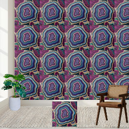 Rik Lila och ETIKETT (Teal Geode Agate Tile) Kakelplatta