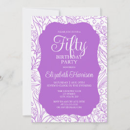 Rik Lilac White Flora Woman 50: e Födelsedagsfeste Inbjudningar