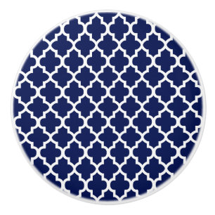 Rik marinblått och vit Quatrefoil Knopp