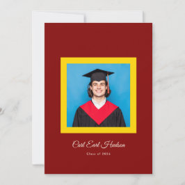 Rik Maroon Gul Gymnasiefoto Examen Meddelande