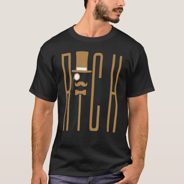 Rik Monocle Top hat Herr T Shirt (Framsida)