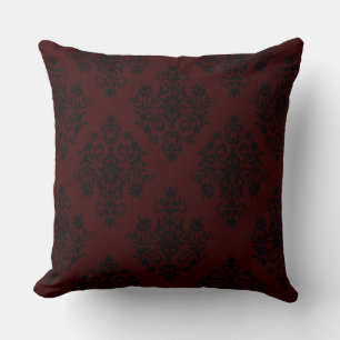 Rik Mörk Red Färg Snyggt Damask-design Kudde