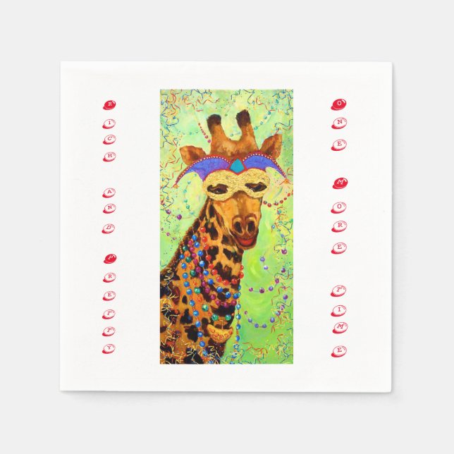 Rik och Söt Giraffe Cocktail Napkin Pappersservett (Framsidan)