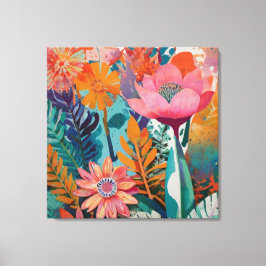 Rik och vibrant Blommigt Akrylsyra, fet botanik Canvastryck