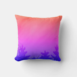 Rik orange lila gradient natt himmel träd dekorati kudde