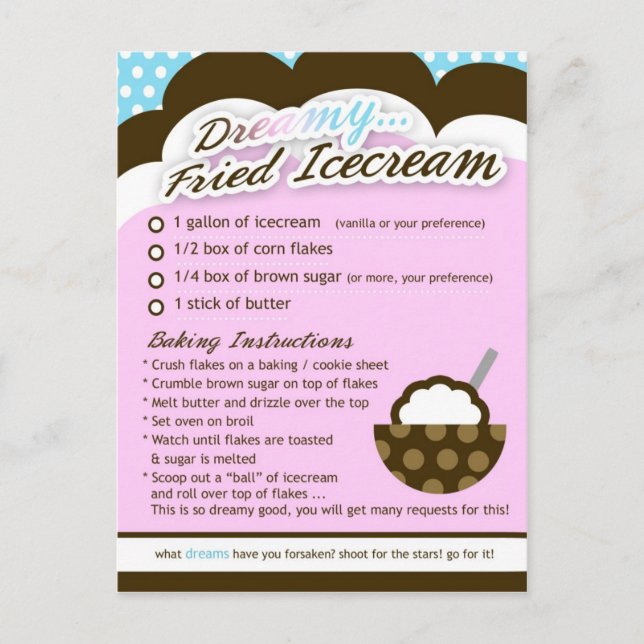 Rik Recipes DREAMY FRIED GLASS Vykort (Framsida)