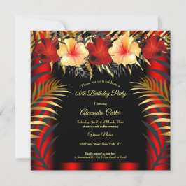 Rik Red Black Guld gult Hibiscus Blommigt Party Inbjudningar