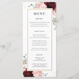 Rik Red Burgundy  Rosa Blommigt Bröllop Menu Program
