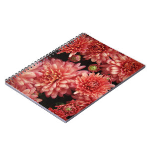 Rik Red Chrysanthemums Anteckningsbok Med Spiral