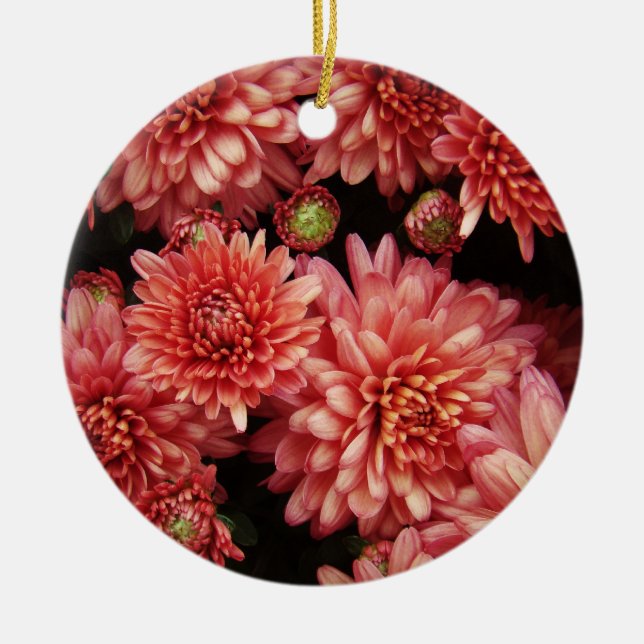 Rik Red Chrysanthemums Julgransprydnad Keramik (Framsidan)